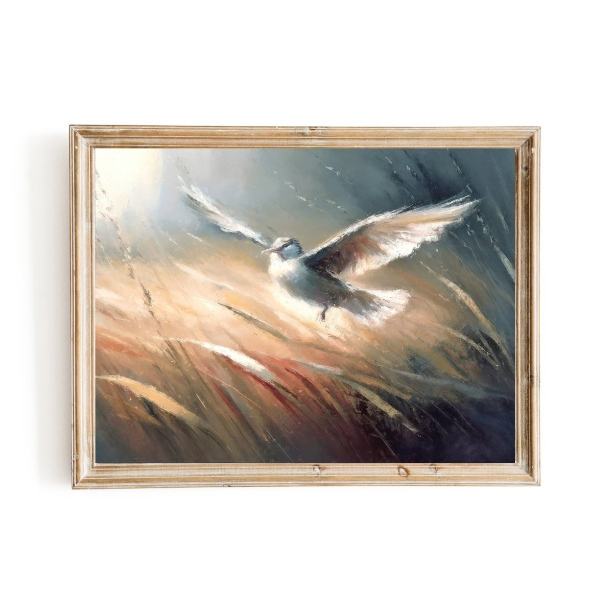 Bird in Grassland Vintage Oil Painting Style - Everything Pixel