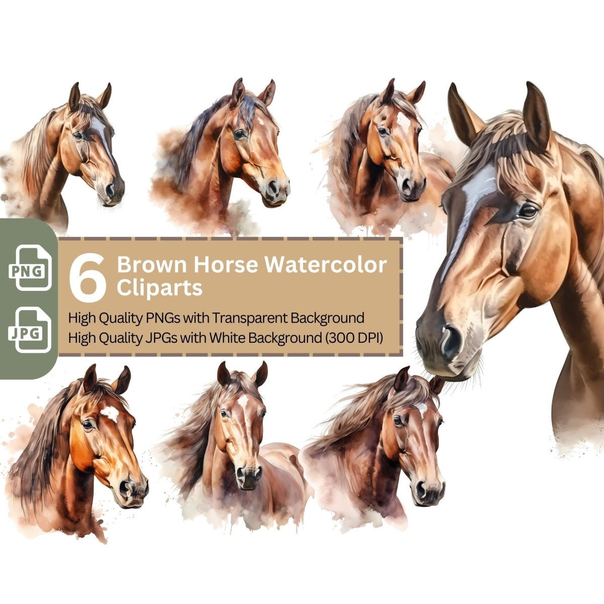 Brown Horse Cliparts 6+6 High Quality PNGs Animal Clipart - Everything Pixel