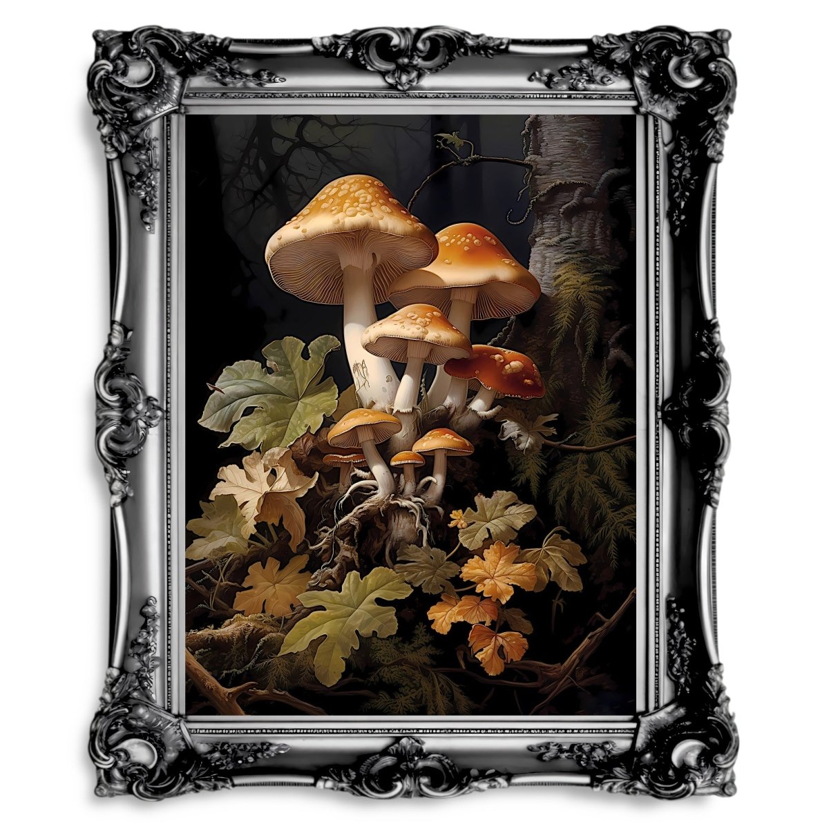 Brown Mushrooms in Dark Forest Dark Academia Goblincore - Everything Pixel