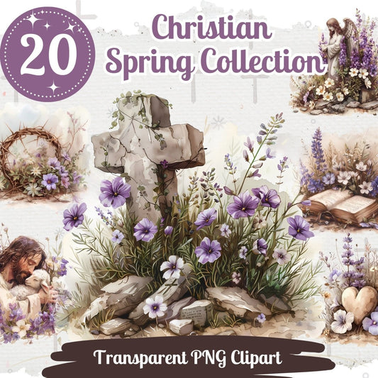 Christian Spring Easter Watercolor Clipart Set - Everything Pixel