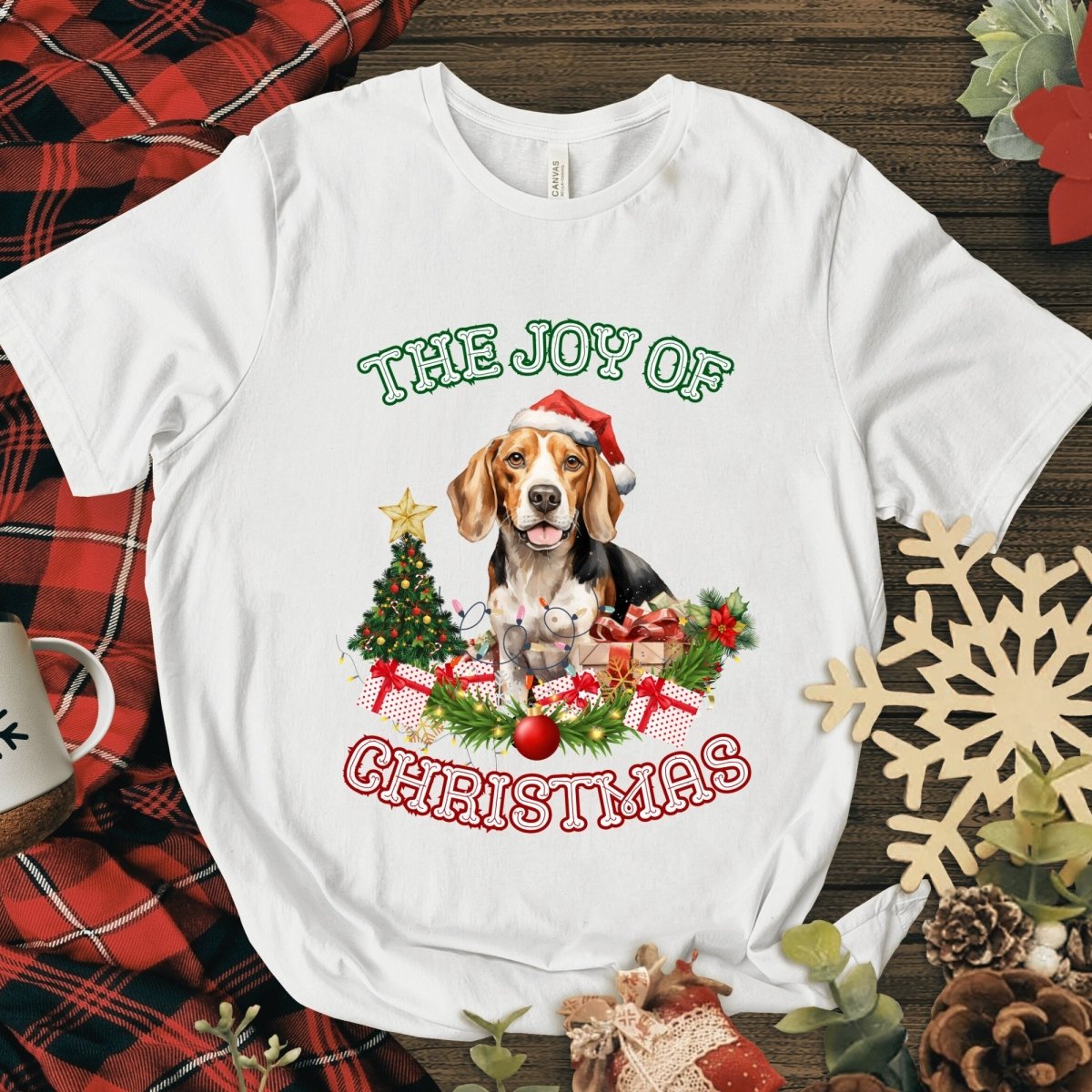 Christmas Beagle Dog T-Shirt - High Quality Festive Unisex T-Shirt, Gift for Beagle Owner, Gift for Doglovers, Cute Xmas Dog Tee - Everything Pixel