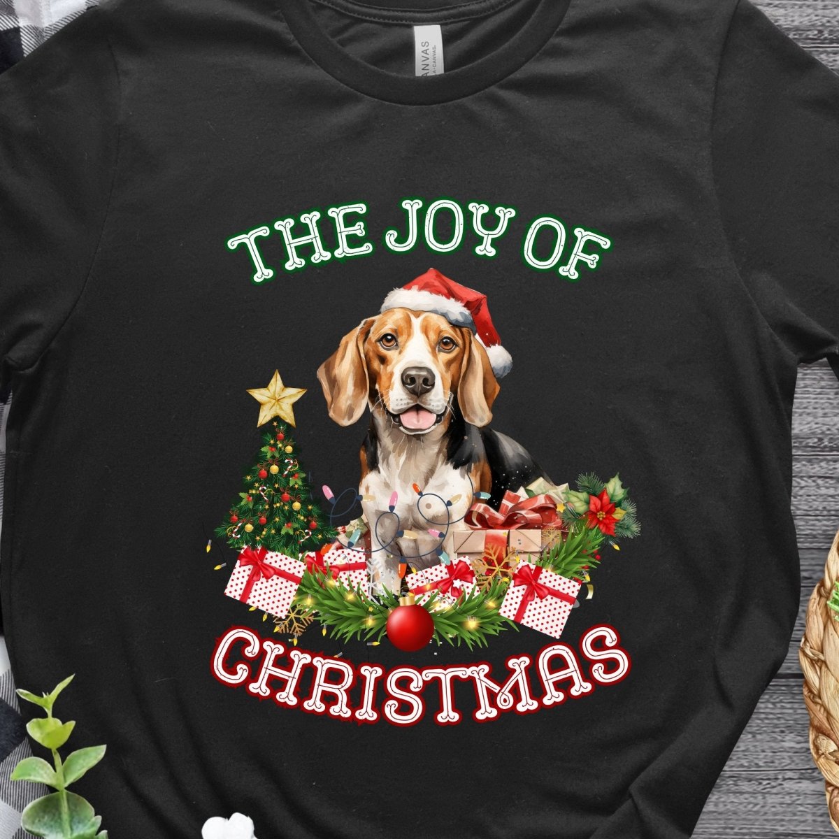 Christmas Beagle Dog T-Shirt - High Quality Festive Unisex T-Shirt, Gift for Beagle Owner, Gift for Doglovers, Cute Xmas Dog Tee - Everything Pixel