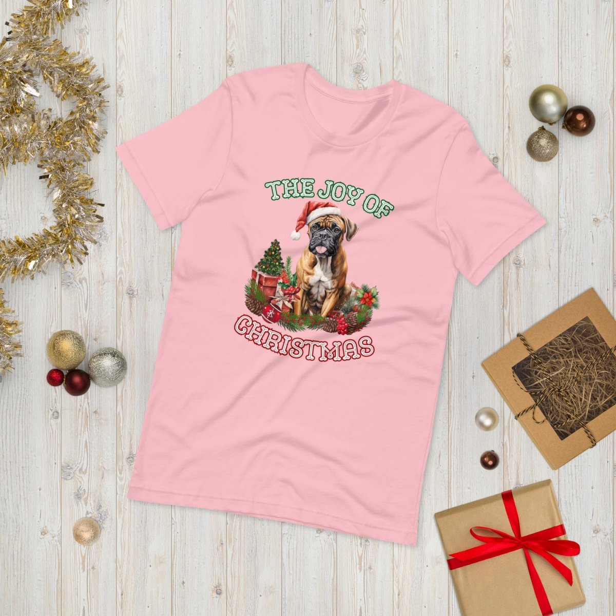 Christmas Boxer T-Shirt - High Quality Festive Unisex T-Shirt, Gift for Boxer Owner, Gift for Doglovers, Funny Xmas Shirt, Cute Xmas Dog Tee - Everything Pixel