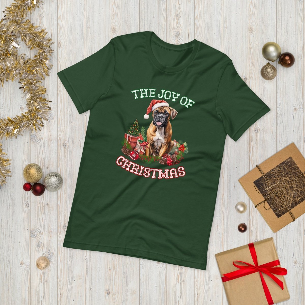 Christmas Boxer T-Shirt - High Quality Festive Unisex T-Shirt, Gift for Boxer Owner, Gift for Doglovers, Funny Xmas Shirt, Cute Xmas Dog Tee - Everything Pixel