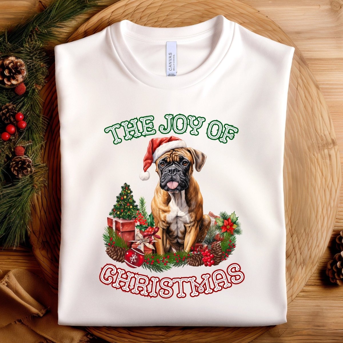 Christmas Boxer T-Shirt - High Quality Festive Unisex T-Shirt, Gift for Boxer Owner, Gift for Doglovers, Funny Xmas Shirt, Cute Xmas Dog Tee - Everything Pixel