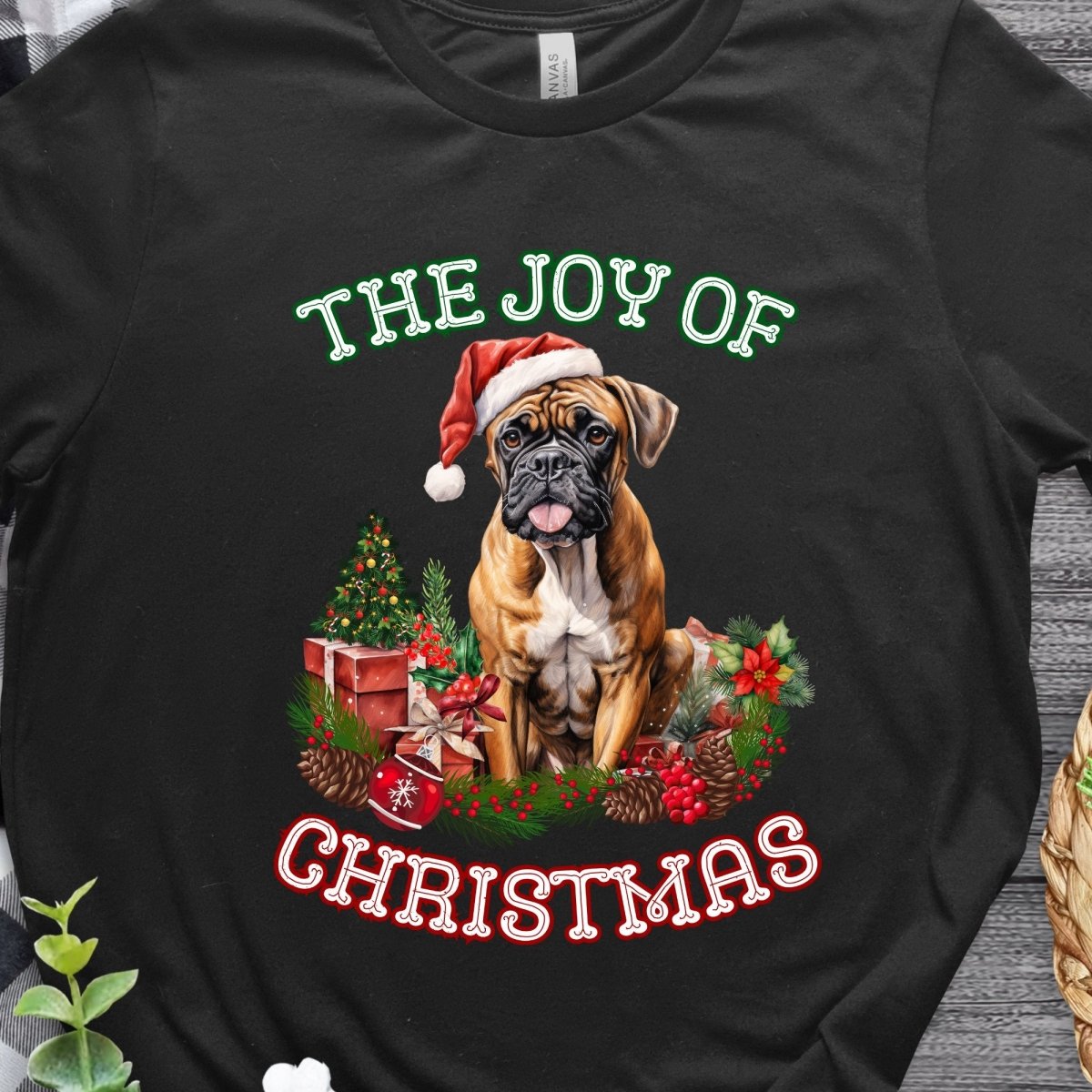Christmas Boxer T-Shirt - High Quality Festive Unisex T-Shirt, Gift for Boxer Owner, Gift for Doglovers, Funny Xmas Shirt, Cute Xmas Dog Tee - Everything Pixel