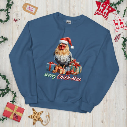 Christmas Chicken Pullover - High Quality Festive Unisex Sweatshirt, Gift for Chicken Lovers, Chicken with Gifts, Funny Farm Animal Sweater - Everything Pixel