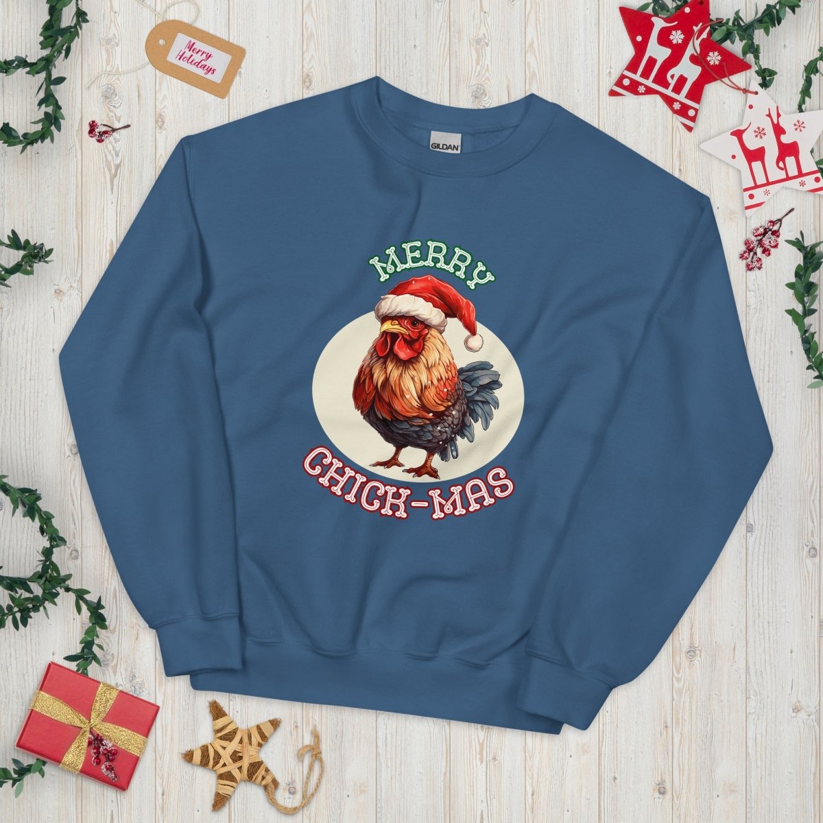 Christmas Chicken Pullover - High Quality Festive Unisex Sweatshirt, Gift for Him, Gift for Chicken Lovers, Funny Farm Animal Xmas Sweater - Everything Pixel