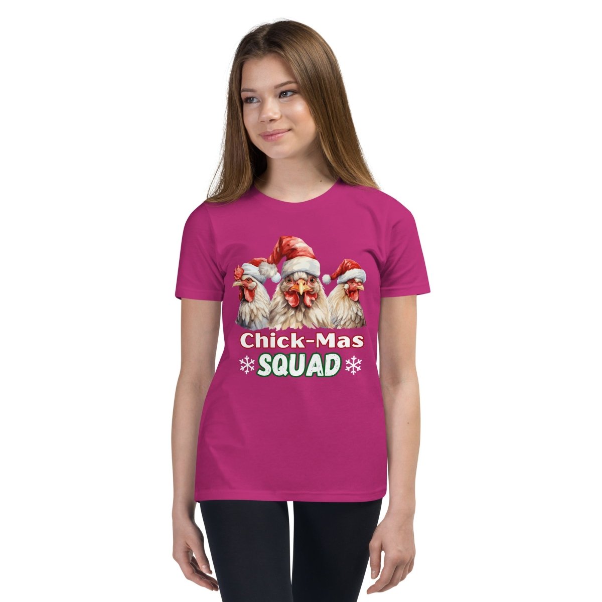 Christmas Chicken Squad T-Shirt - High Quality Festive Family Teenager T-Shirt, Gift for Chicken Lovers, Matching Holiday Tees, Youth Shirt - Everything Pixel
