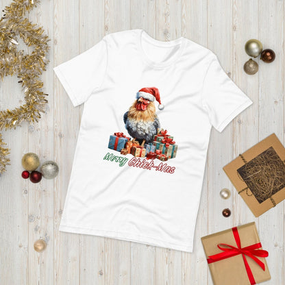 Christmas Chicken T-Shirt - High Quality Festive Unisex T-Shirt, Gift for Chicken Lovers, Chicken with Gifts, Funny Farm Animal Xmas Shirt - Everything Pixel