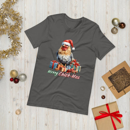 Christmas Chicken T-Shirt - High Quality Festive Unisex T-Shirt, Gift for Chicken Lovers, Chicken with Gifts, Funny Farm Animal Xmas Shirt - Everything Pixel