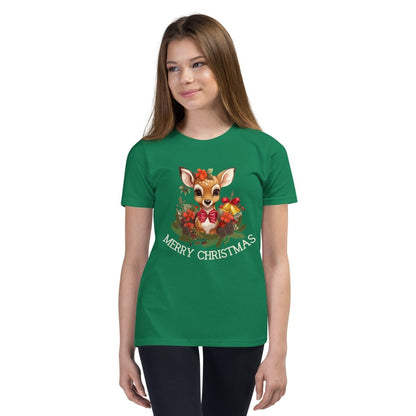 Christmas Deer T-Shirt - High Quality Festive Family Teenager T-Shirt, Gift for Deer Lovers, Cute Christmas Shirt, Youth Xmas Tee - Everything Pixel