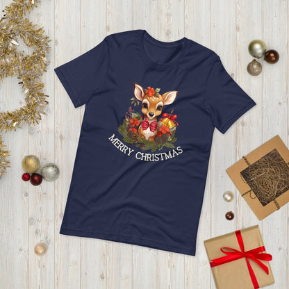 Christmas Deer T-Shirt - High Quality Festive Family Unisex T-Shirts, Gift for Deer Lovers, Cute Christmas Shirt, Reindeer Christmas Tee - Everything Pixel