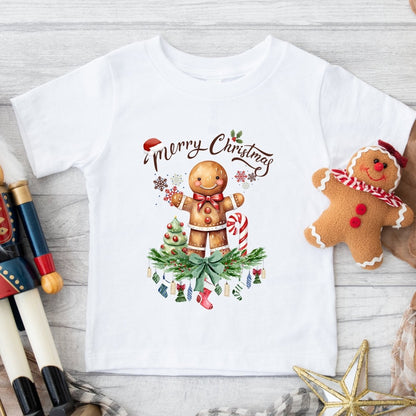 Christmas Gingerbread Man T-Shirt - High Quality Festive Family Children T-Shirt, Gift for Candy Lovers, Christmas Candy, Toddler Xmas Tee - Everything Pixel