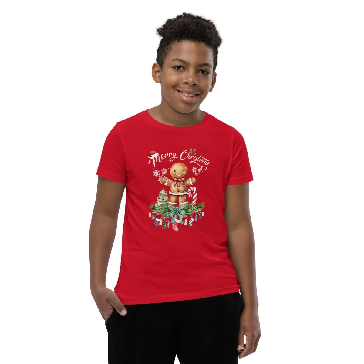 Christmas Gingerbread Man T-Shirt - High Quality Festive Family Teenager T-Shirt, Gift for Candy Lovers, Christmas Candy, Youth Xmas Tee - Everything Pixel
