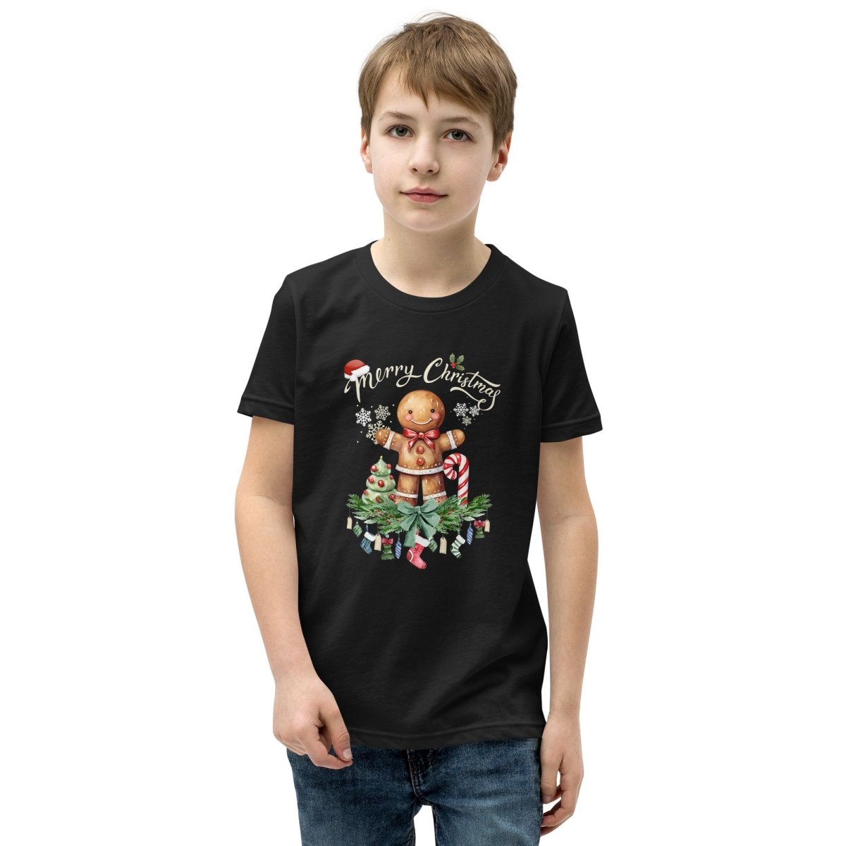 Christmas Gingerbread Man T-Shirt - High Quality Festive Family Teenager T-Shirt, Gift for Candy Lovers, Christmas Candy, Youth Xmas Tee - Everything Pixel