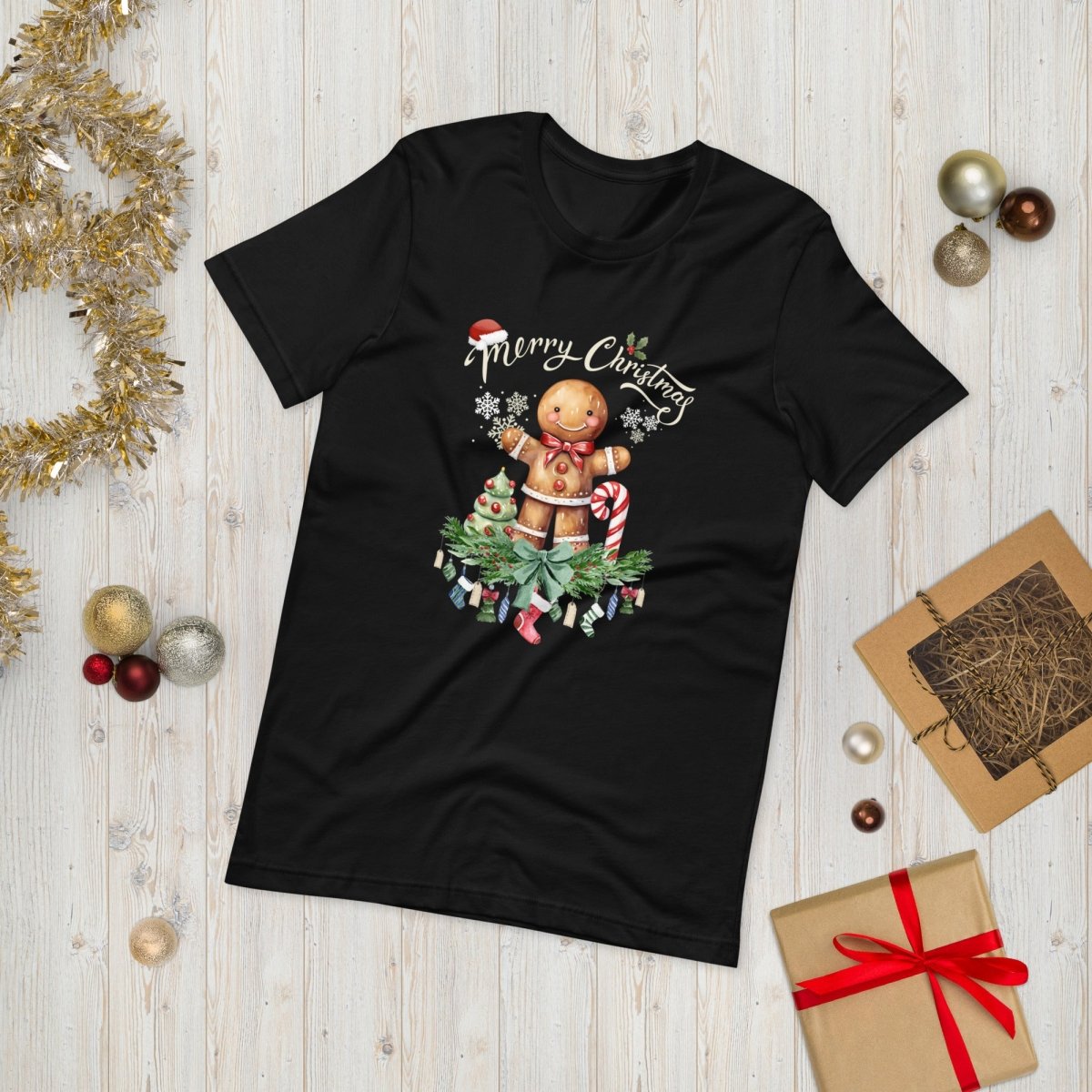 Christmas Gingerbread Man T-Shirt - High Quality Festive Family Unisex T-Shirts, Gift for Candy Lovers, Cute Christmas Shirt, Christmas Candy - Everything Pixel