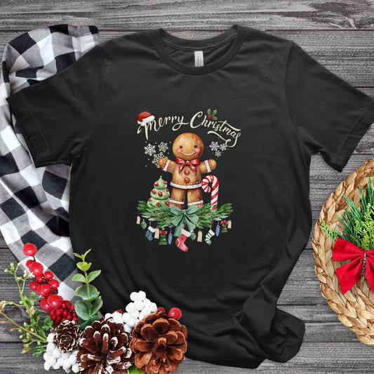 Christmas Gingerbread Man T-Shirt - High Quality Festive Family Unisex T-Shirts, Gift for Candy Lovers, Cute Christmas Shirt, Christmas Candy - Everything Pixel