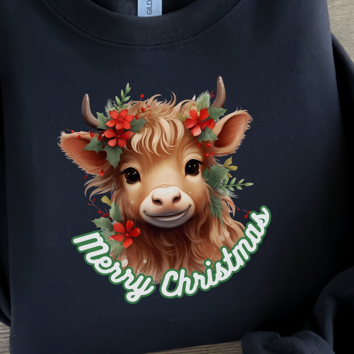 Christmas Highland Cow Pullover - High Quality Festive Family Unisex Sweater, Gift for Cow Lovers, Cute Christmas Sweater, Farmer Gift - Everything Pixel