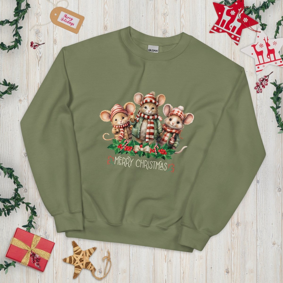 Christmas Mice Pullover - High Quality Festive Family Unisex Sweater, Family Reunion Pullover, Holiday Sweatshirt, Christmas Vacation - Everything Pixel