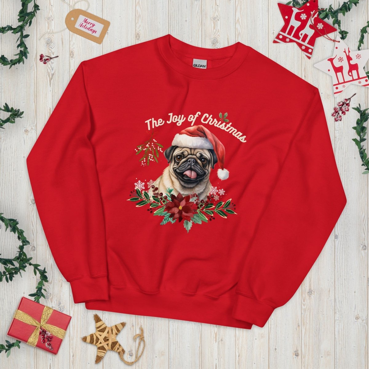 Christmas Pug Pullover - High Quality Festive Family Unisex Sweater, Gift for Her, Gift for Doglovers, Funny Xmas Sweater, Cute Xmas Dog - Everything Pixel