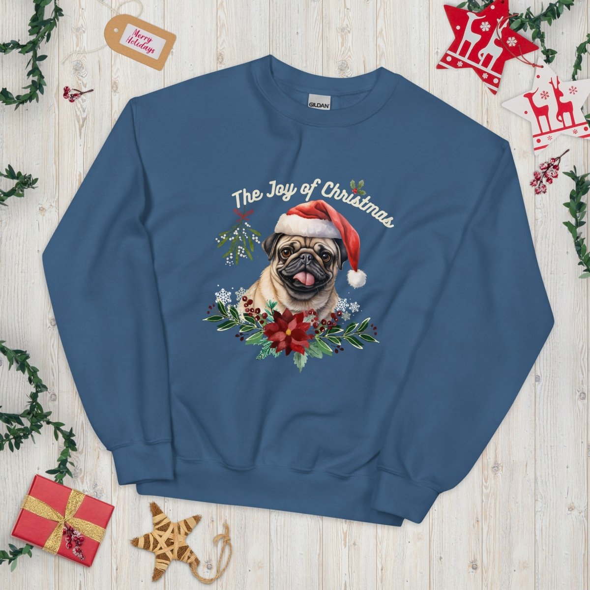 Christmas Pug Pullover - High Quality Festive Family Unisex Sweater, Gift for Her, Gift for Doglovers, Funny Xmas Sweater, Cute Xmas Dog - Everything Pixel