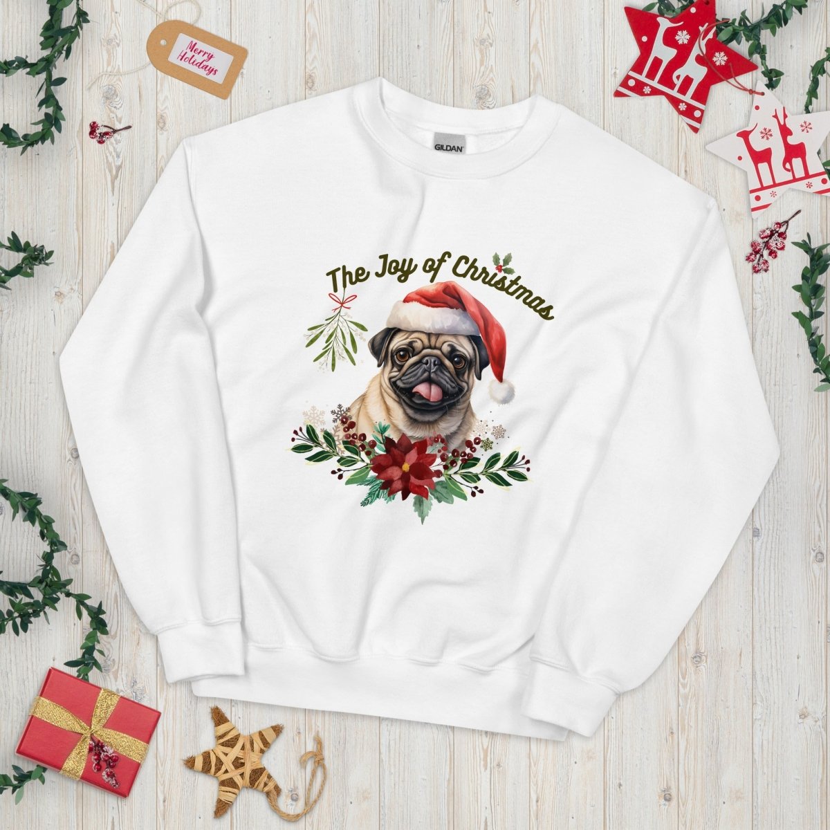 Christmas Pug Pullover - High Quality Festive Family Unisex Sweater, Gift for Her, Gift for Doglovers, Funny Xmas Sweater, Cute Xmas Dog - Everything Pixel