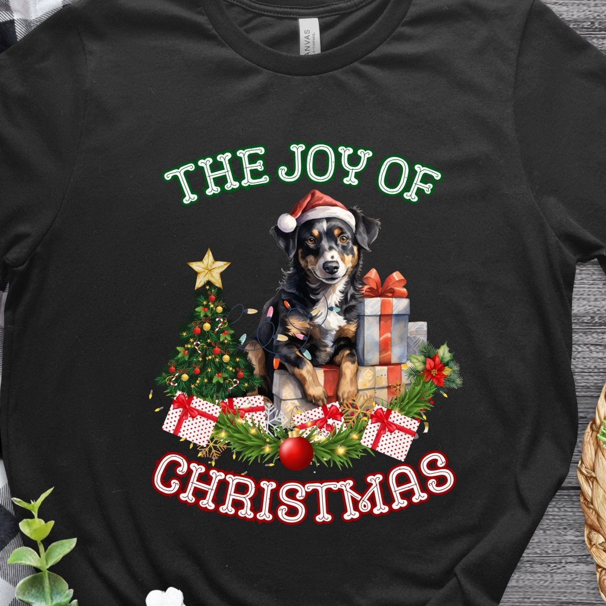 Christmas Shepherd Dog T-Shirt - High Quality Festive Unisex T-Shirt, Gift for Shepherd Owner, Gift for Doglovers, Cute Xmas Dog Tee - Everything Pixel