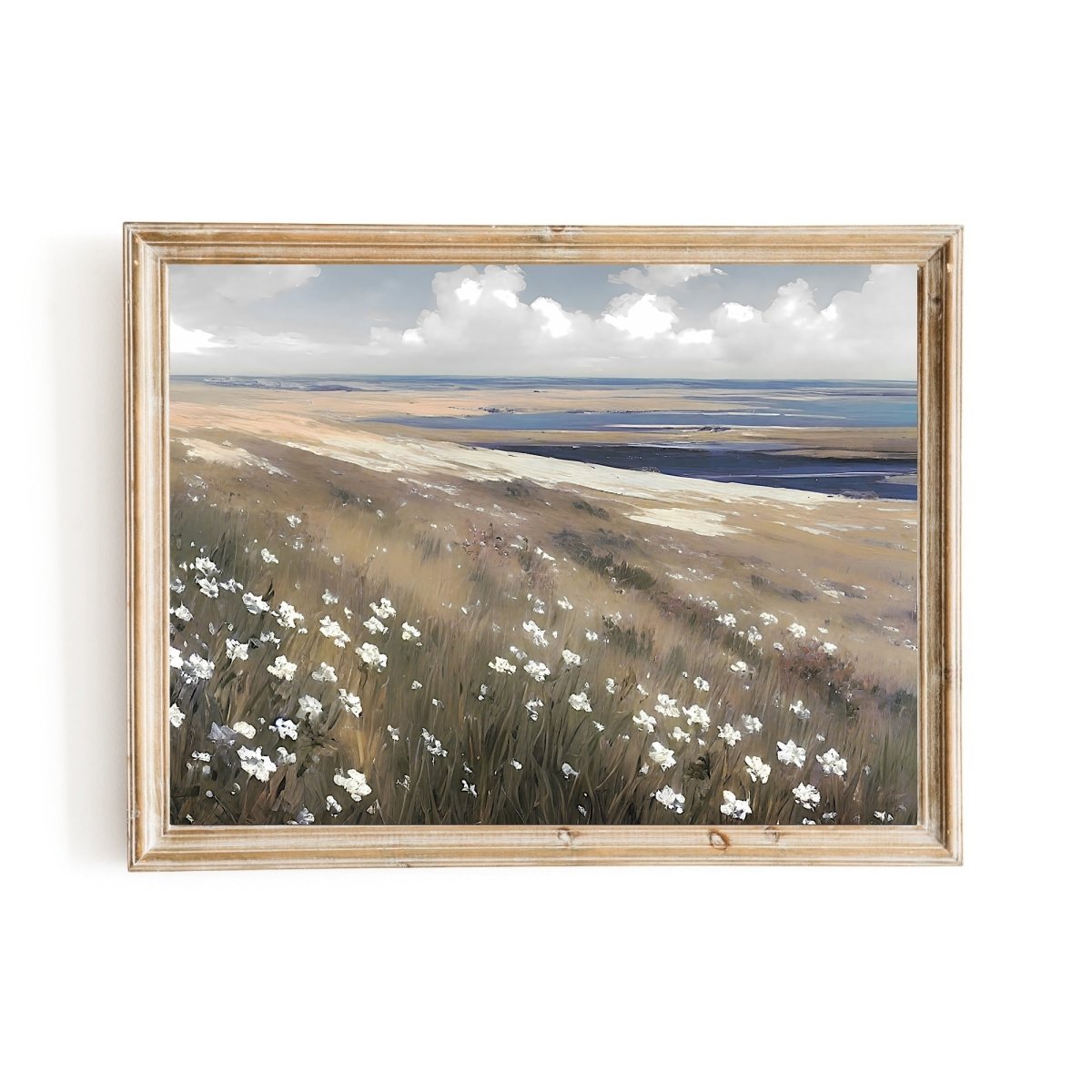 Coastal Wildflower Meadow Seascape Vintage Painting Cottagecore Decoration - Everything Pixel