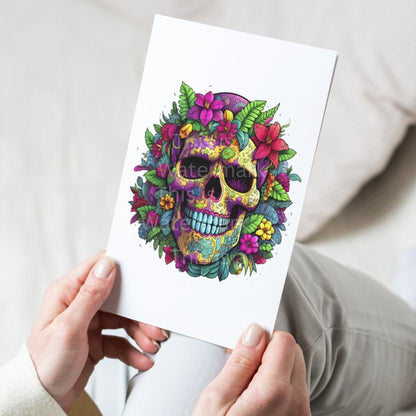 Colorful Skull with Flowers PNG Clip Art Bundle Sublimation Tumbler Design Sticker Graphic Card Making Shirt Design Cinco de Mayo Clipart - Everything Pixel