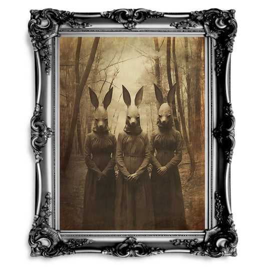 Cult of the Rabbit Dark Cottagecore Vintage Photography - Paper Poster Print - Everything Pixel