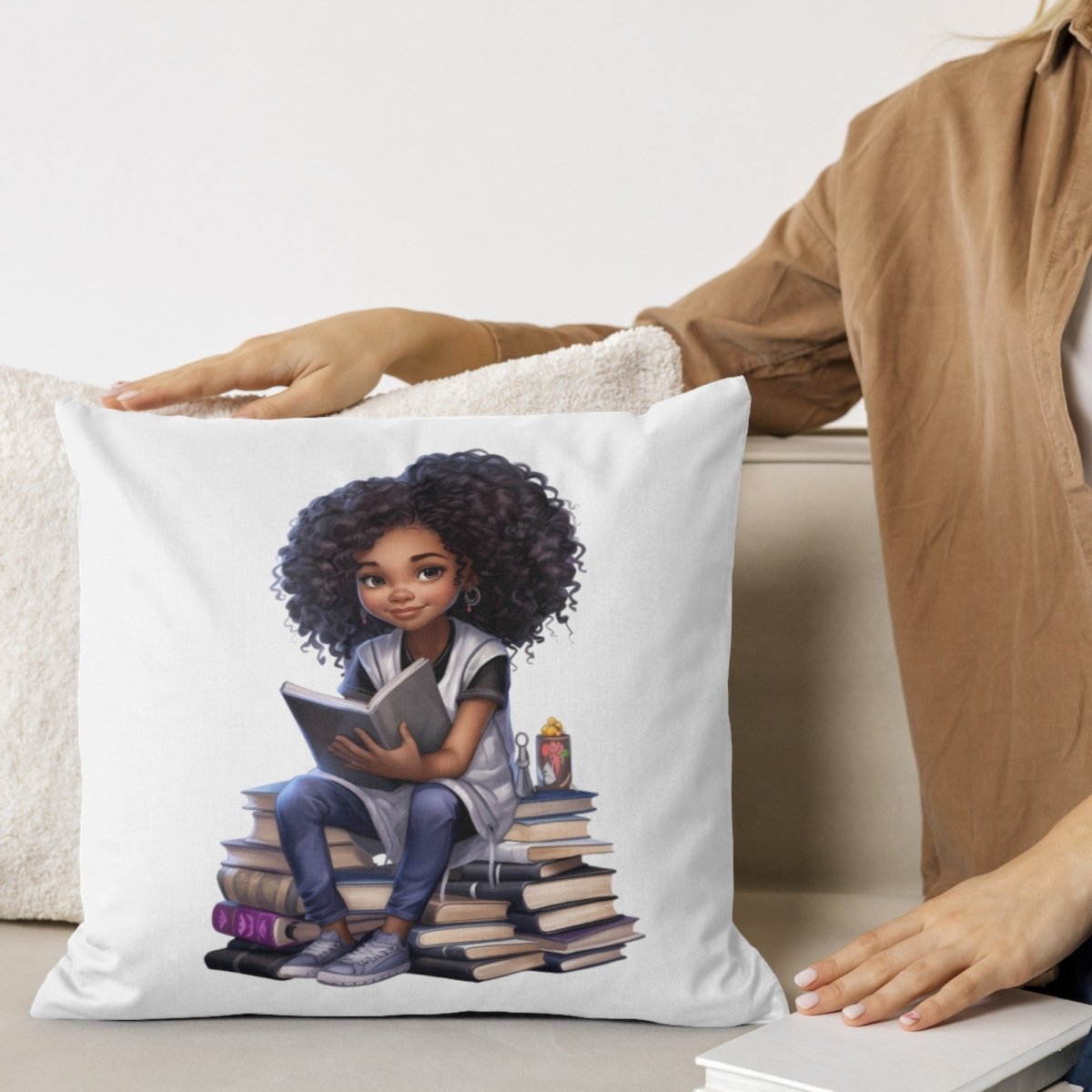Cute Black Girl Bookworm PNG Clip Art Bundle for Book Lovers Sublimation Tumbler Card Making T-Shirt Nursery Art Stack of Books Scrapbook - Everything Pixel