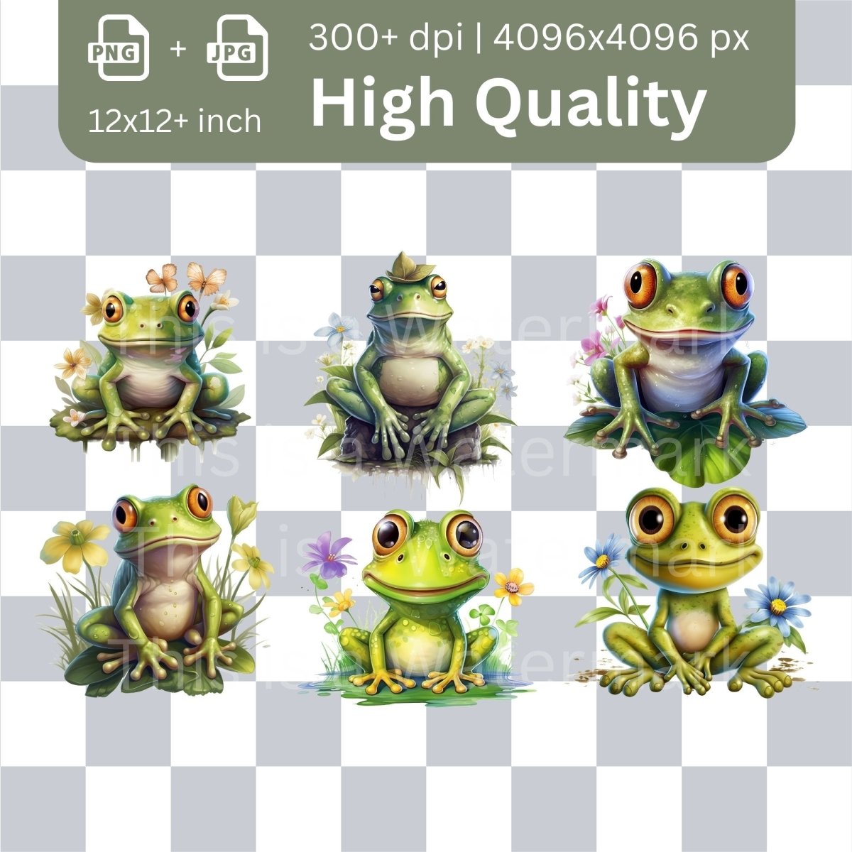 Cute Frogs Megabundle 42+42 High Quality PNGs Frog in different Scenes Clipart Nursery Card Making Clip Art Digital Paper Craft Graphic - Everything Pixel