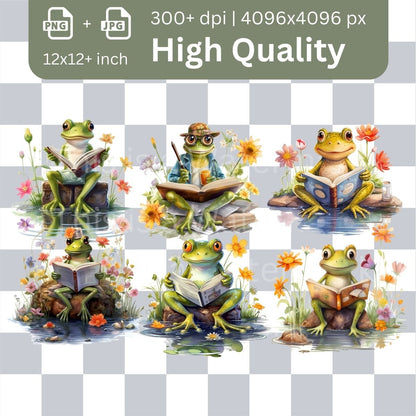 Cute Frogs Megabundle 42+42 High Quality PNGs Frog in different Scenes Clipart Nursery Card Making Clip Art Digital Paper Craft Graphic - Everything Pixel