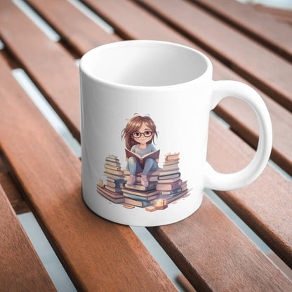 Cute Girl Bookworm PNG Clip Art Bundle for Book Lovers Sublimation Tumbler Card Making T-Shirt Nursery Art Stack of Books Scrapbook - Everything Pixel