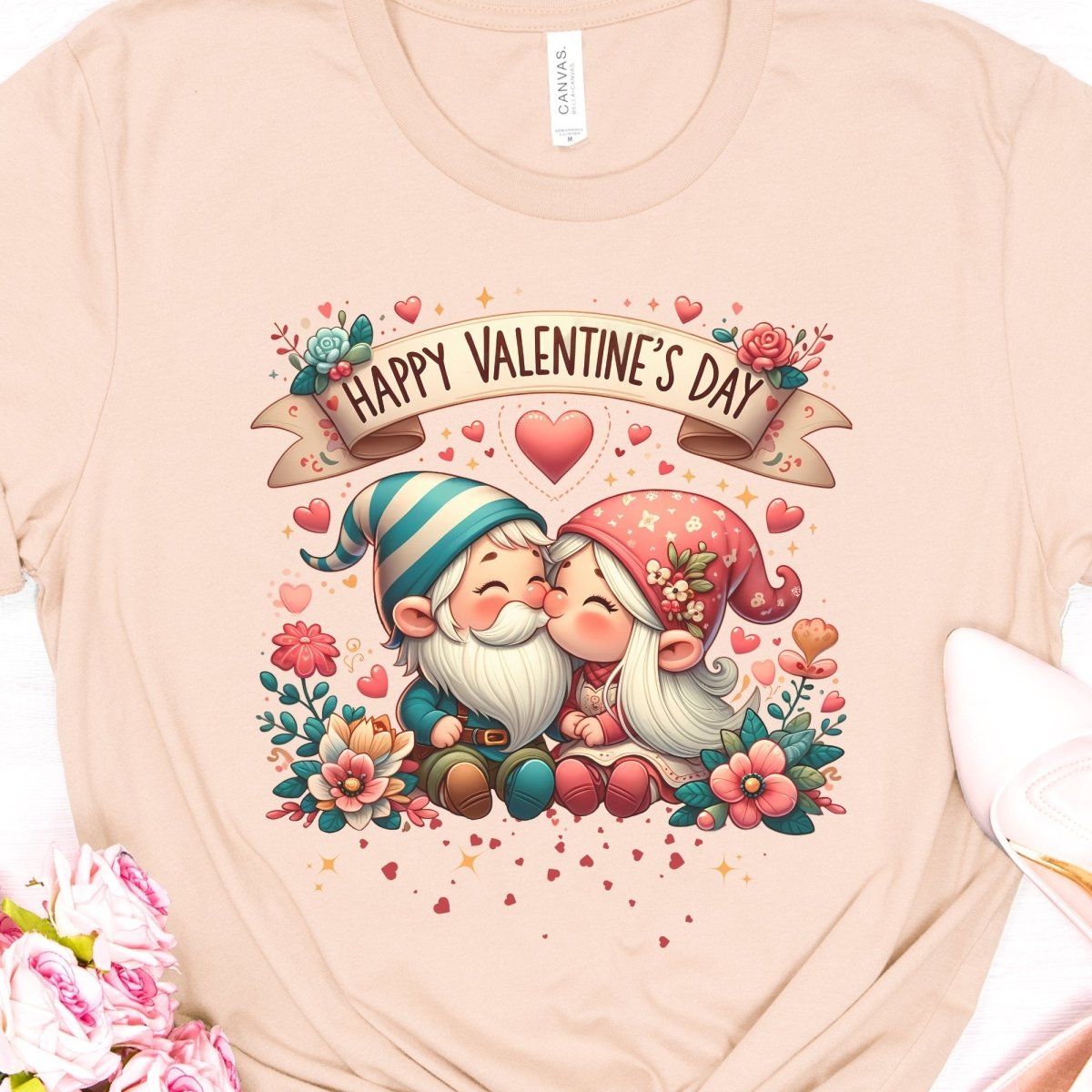 Cute Gnome Valentine T-Shirt High Quality Funny Valentines Day Shirt Love Gift for Her Love Tee Cute Couple Anniversary Shirt Gnomie Design - Everything Pixel