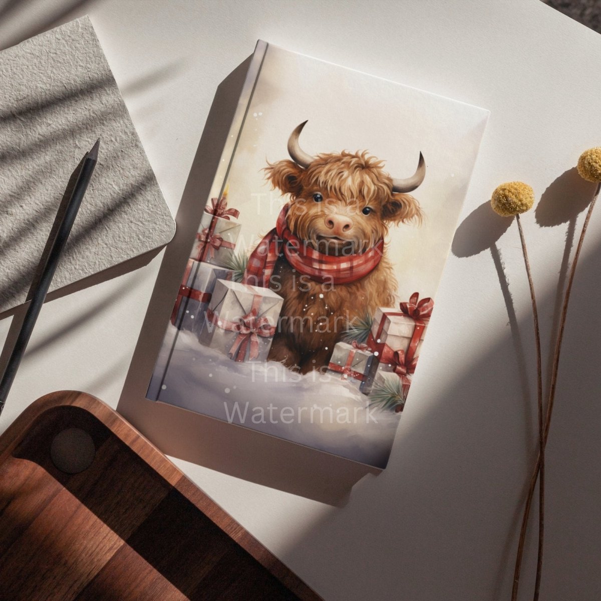 Cute Highland Cow with Gifts Clipart 8 JPG Cute Christmas Card Graphic Paper Crafting Artwork Holiday Cardmaking Mug and Tumbler Design - Everything Pixel