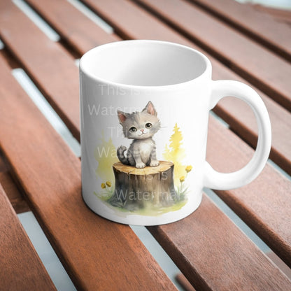 Cute Kitten on Tree Stump 6 PNG Clip Art Bundle Sublimation Design Nursery Art Card Crafting T-Shirt Cat Lover Clipart Mug Design Tumbler - Everything Pixel