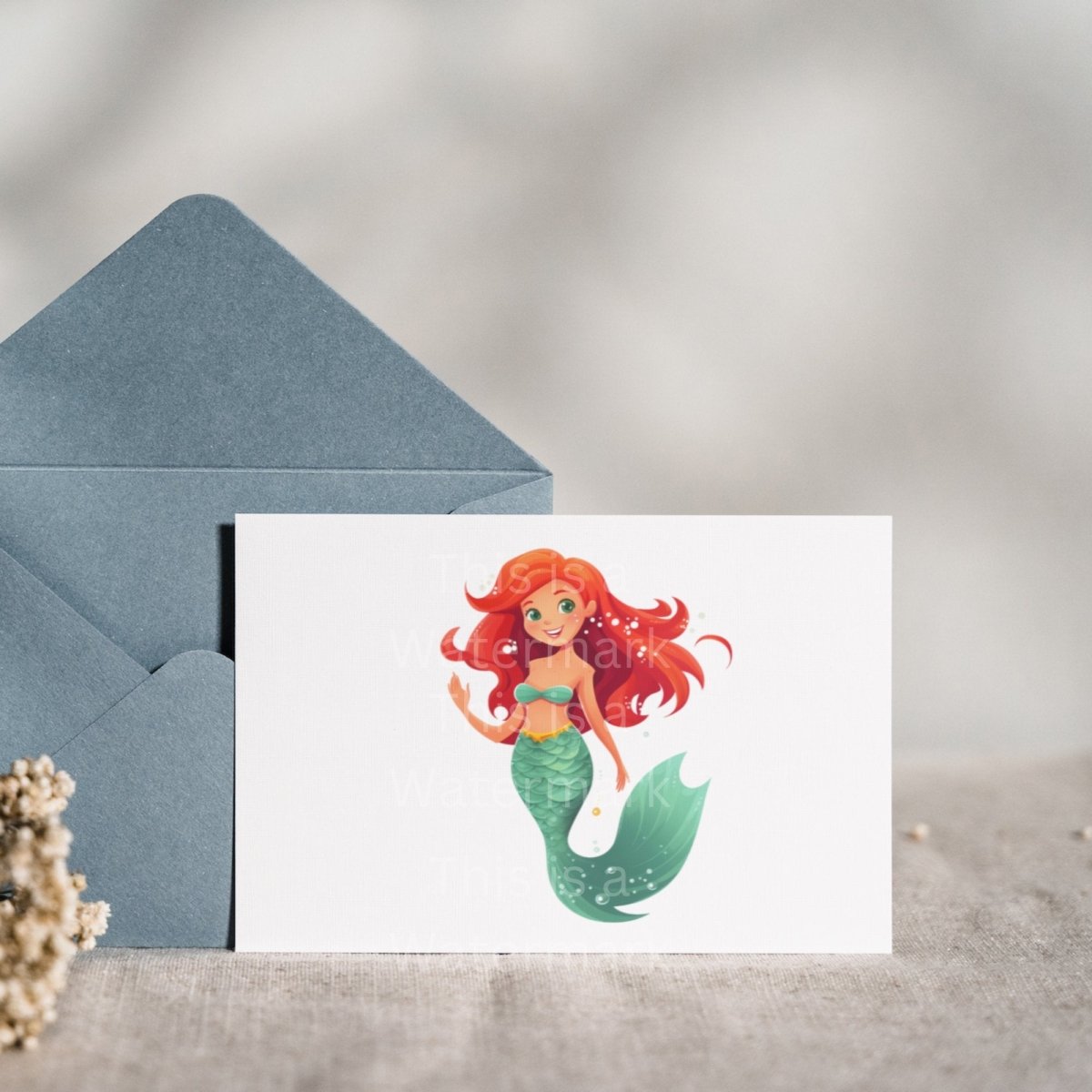 Cute Little Mermaid 6x PNG Clip Art Bundle Fantasy Scrapbook Design Card Making Paper Crafting Children Book Clipart Fairytale Invitation - Everything Pixel