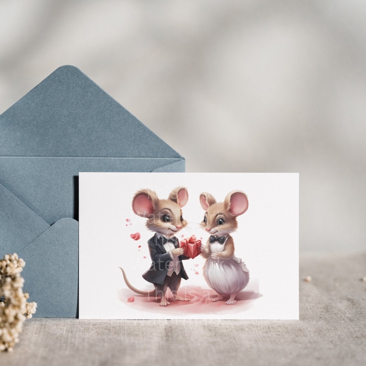 Cute Mice in Love 20 PNG Bundle Valentine Mouse Graphics Mouse with Heart Cute Romantic Valentine Images Card Crafting Junk Journal Kit - Everything Pixel