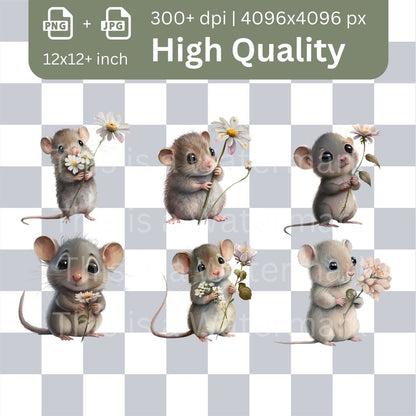 Cute Mouse Clipart Megabundle 24+24 High Quality PNGs Animal Clipart Nursery Art Card Making Clip Art Digital Paper Craft Mouse Graphics - Everything Pixel