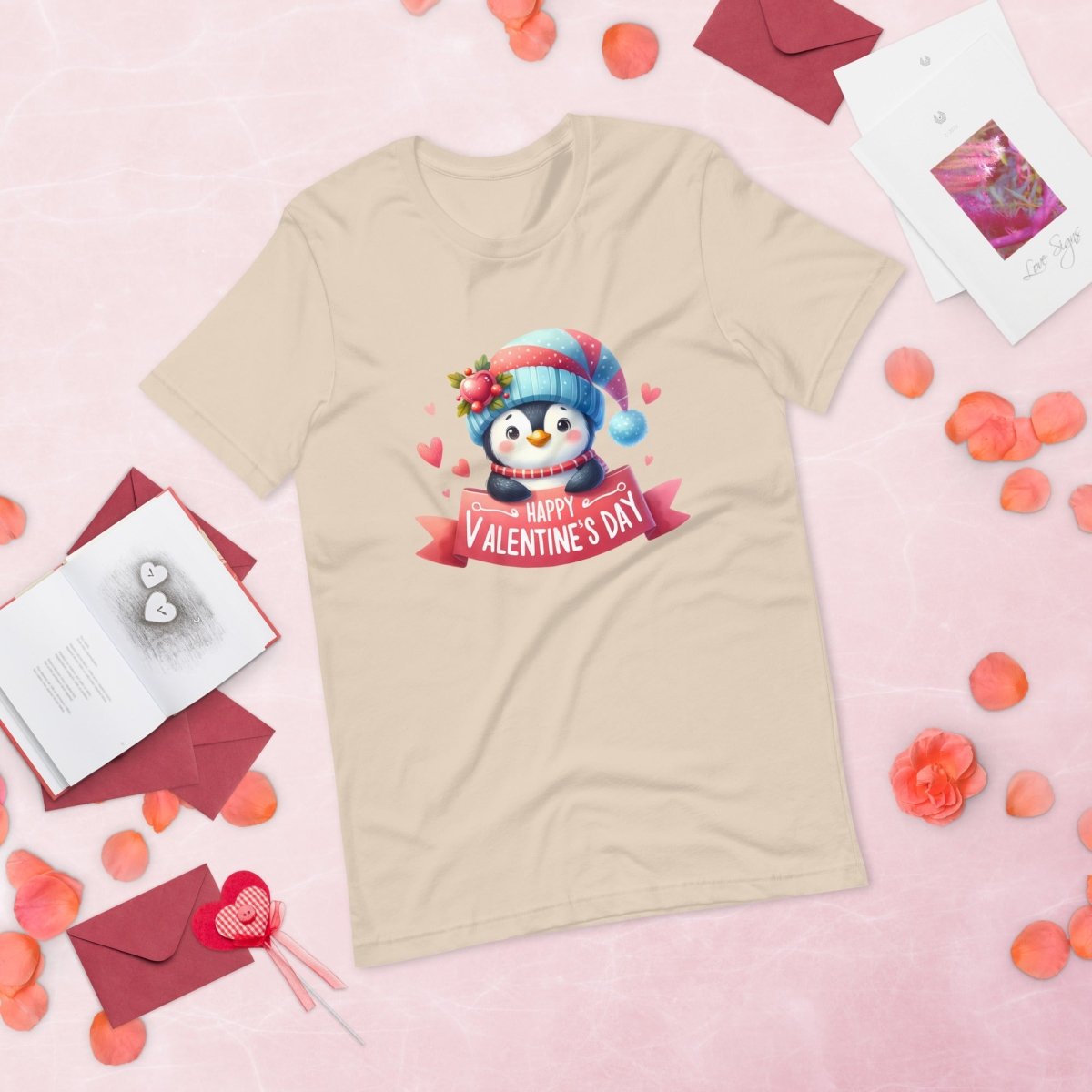 Cute Penguin Valentine T-Shirt High Quality Funny Valentines Day Shirt Love Gift for Her Love Tee Anniversary Shirt Valentines Celebration - Everything Pixel