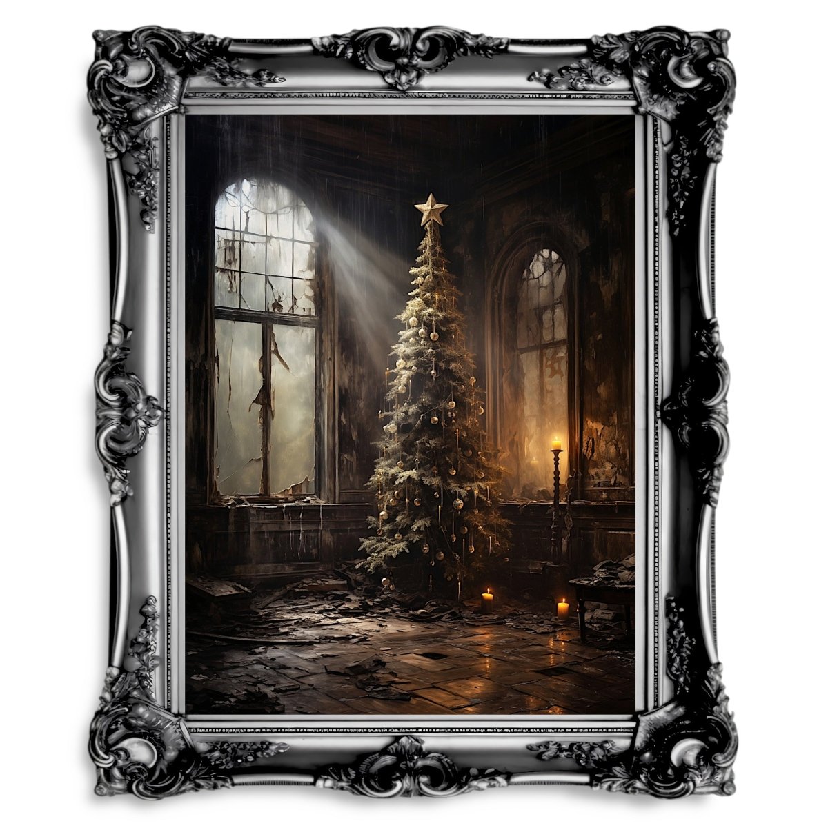 Christmas Tree in Abandoned Mansion - Gothic Wall Art Print