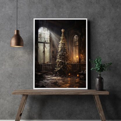 Christmas Tree in Abandoned Mansion - Gothic Wall Art Print