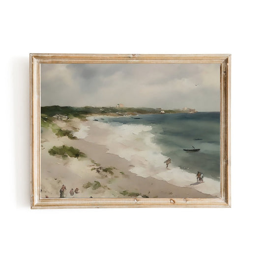 Day at the beach vintage art watercolor painting - Everything Pixel