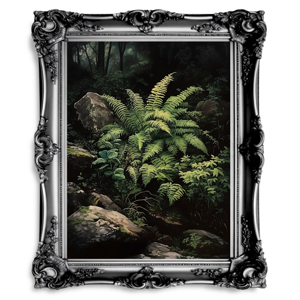 Deep Forest Fern Dark Cottagecore Print Botanical Green Aesthetic Goblincore Poster - Everything Pixel