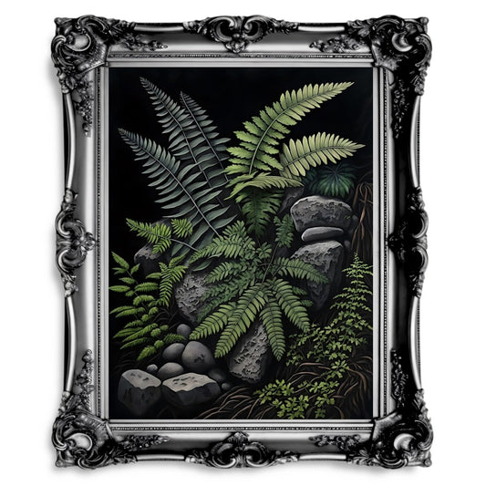 Deep Forest Fern Dark Cottagecore Print Green Aesthetic Goblincore Dark Moody - Everything Pixel