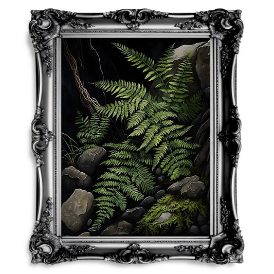 Deep Forest Fern Dark Cottagecore Print Vintage Botanical Green Aesthetic Poster - Everything Pixel