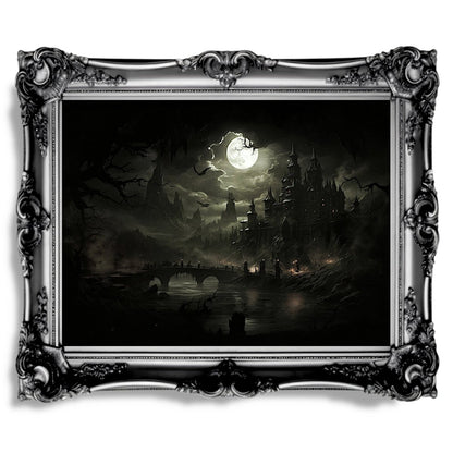 Draculas Castle Antique Dark Academia Artwork Gothic Painting - Paper Poster Print - Everything Pixel