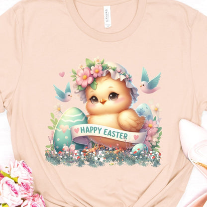 Easter Chicken T-Shirt High Quality Cute Easter Day Shirt Happy Easter Spring Celebration Tee Gift for Her Kids Easter Shirt Chicken Lover - Everything Pixel